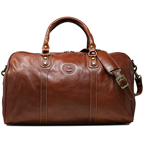 Cenzo Duffle Vecchio Brown Italian Leather Weekender Travel Bag - Cenzo Duffle Vecchio Brown Italian Leather Weekender Travel Bag - Travelking