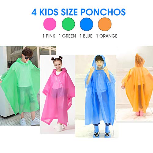 Disposable Camping, Travel Ponchos for Kids, Multi-colored - 4 Pack - Disposable Camping, Travel Ponchos for Kids, Multi-colored - 4 Pack - Travelking