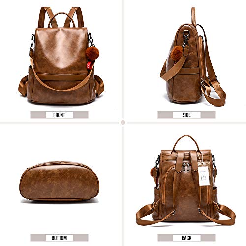 Women's Tan Backpack PU Leather Anti-theft Casual Shoulder Bag - Women's Tan Backpack PU Leather Anti-theft Casual Shoulder Bag - Travelking