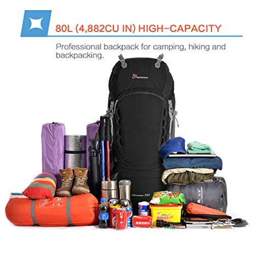 MOUNTAINTOP 80L Internal Frame Hiking Backpack for Men & Women - MOUNTAINTOP 80L Internal Frame Hiking Backpack for Men & Women - Travelking