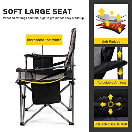 FAIR WIND Oversized Fully Padded Camping Chair with Lumbar Support - FAIR WIND Oversized Fully Padded Camping Chair with Lumbar Support - Travelking