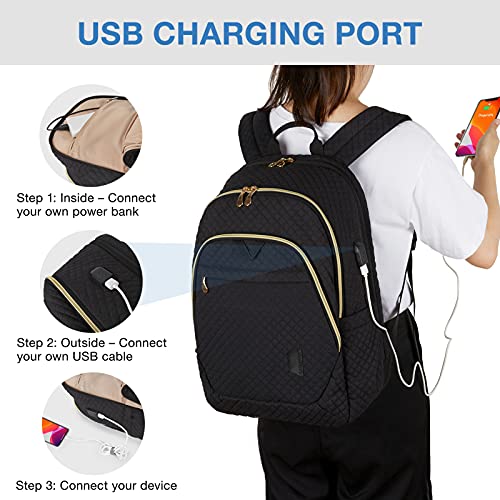 Black Laptop Backpack for Women for Business, College and Travel - Black Laptop Backpack for Women for Business, College and Travel - Travelking