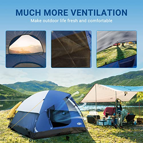 Pacific Pass Camping Tent 6 Person Family Dome Tent, Navy Blue - Pacific Pass Camping Tent 6 Person Family Dome Tent, Navy Blue - Travelking