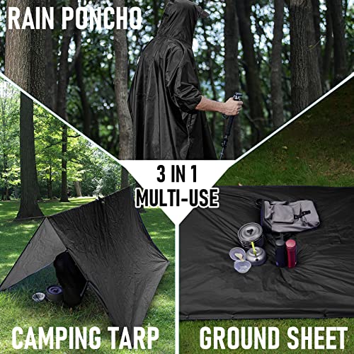 Waterproof Outdoor Men's, Women's - Rain Poncho - (Black) - Waterproof Outdoor Men's, Women's - Rain Poncho - (Black) - Travelking