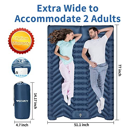 VECUKTY Double Camping Sleeping Pad, Upgraded Foot Press Inflatable - VECUKTY Double Camping Sleeping Pad, Upgraded Foot Press Inflatable - Travelking