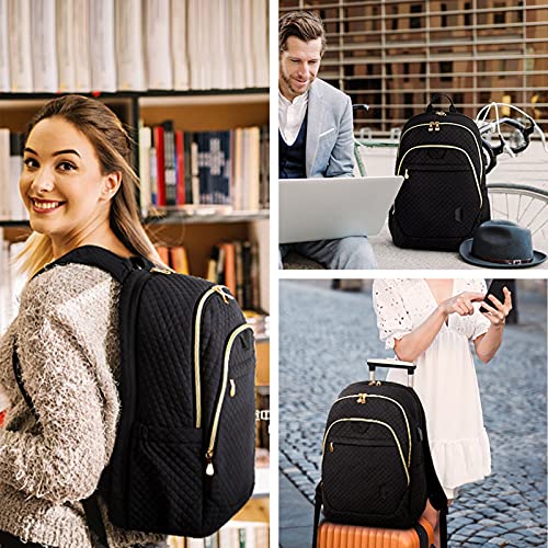 Black Laptop Backpack for Women for Business, College and Travel - Black Laptop Backpack for Women for Business, College and Travel - Travelking