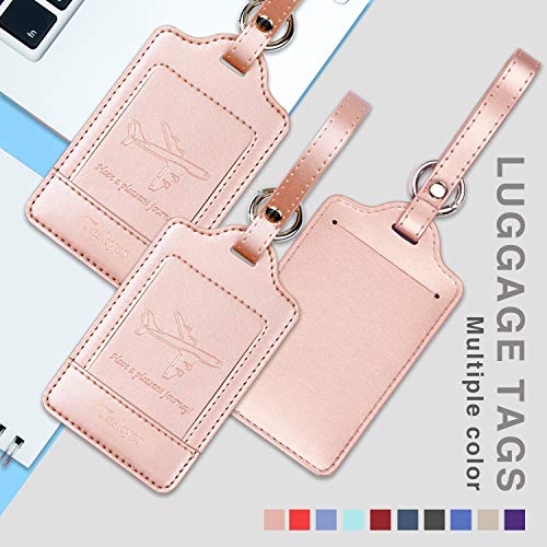Teskyer Luggage Tags, 3 Pack PU Leather, Privacy Protection - Teskyer Luggage Tags, 3 Pack PU Leather, Privacy Protection - Travelking