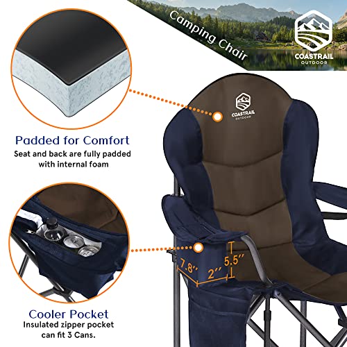 Coastrail Outdoor Padded Camping Chair with Lumbar Back Support - Coastrail Outdoor Padded Camping Chair with Lumbar Back Support - Travelking