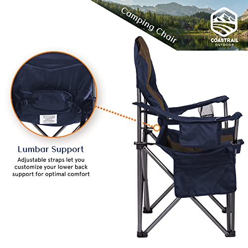 Coastrail Outdoor Padded Camping Chair with Lumbar Back Support - Coastrail Outdoor Padded Camping Chair with Lumbar Back Support - Travelking