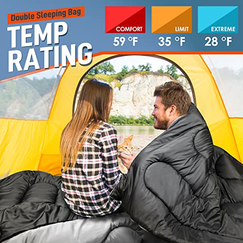 MEREZA Double Sleeping Bag for Adults Men Kids with Pillow, 2 Person - MEREZA Double Sleeping Bag for Adults Men Kids with Pillow, 2 Person - Travelking