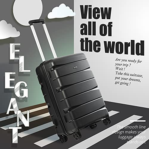 COOLIFE 3 Piece Expandable Luggage Set With TSA Lock - Black - COOLIFE 3 Piece Expandable Luggage Set With TSA Lock - Black - Travelking