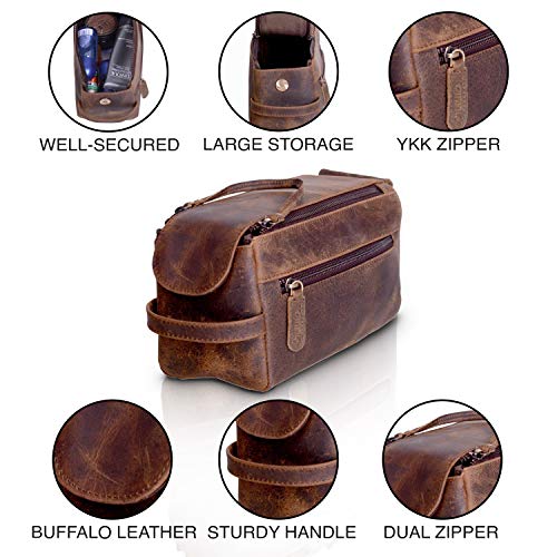 Men's Premium Buffalo Leather Unisex Toiletry Bag - Men's Premium Buffalo Leather Unisex Toiletry Bag - Travelking