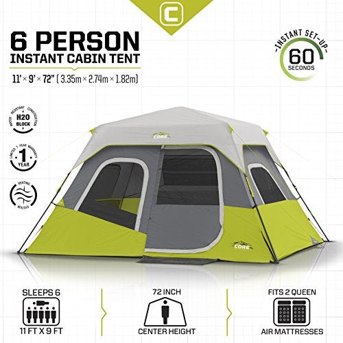 CORE 6 Person Instant Cabin Tent | Portable Large Pop Up Tent - CORE 6 Person Instant Cabin Tent | Portable Large Pop Up Tent - Travelking