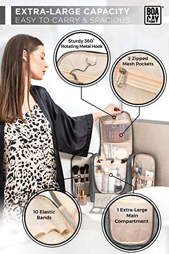 Extra Large Hanging Travel Toiletry Bag for Women and Men, Quartz Grey - Extra Large Hanging Travel Toiletry Bag for Women and Men, Quartz Grey - Travelking