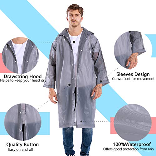 CeroPro Rain Coats for Adults Reusable - 2 Pack EVA - Grey - CeroPro Rain Coats for Adults Reusable - 2 Pack EVA - Grey - Travelking
