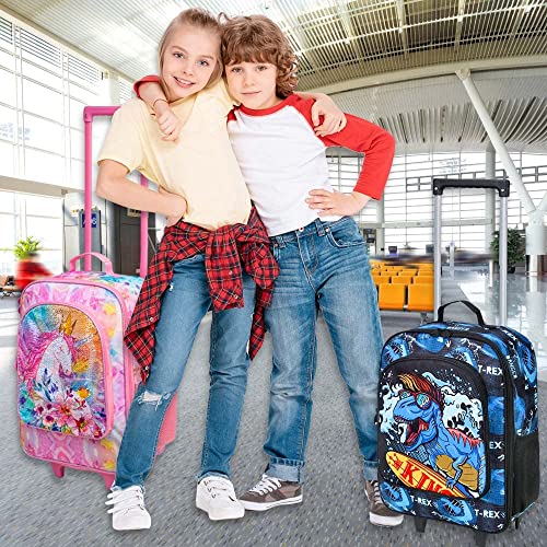 Kids Luggage, Boys Dinosaur Rolling Travel Carry on Suitcase With Wheels - Kids Luggage, Boys Dinosaur Rolling Travel Carry on Suitcase With Wheels - Travelking