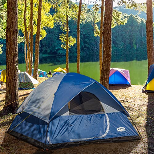 Pacific Pass Camping Tent 6 Person Family Dome Tent, Navy Blue - Pacific Pass Camping Tent 6 Person Family Dome Tent, Navy Blue - Travelking