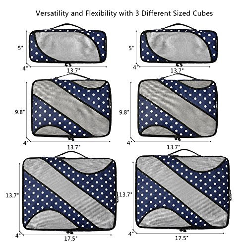 Bagail 6 Set Packing Cubes, 3 Various Sizes Travel Organizers, Navy - Bagail 6 Set Packing Cubes, 3 Various Sizes Travel Organizers, Navy - Travelking