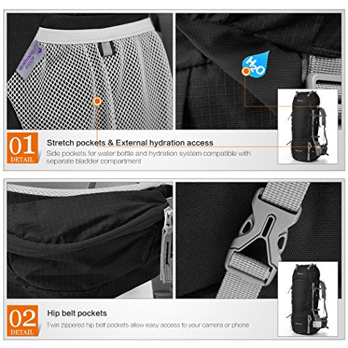 MOUNTAINTOP 80L Internal Frame Hiking Backpack for Men & Women - MOUNTAINTOP 80L Internal Frame Hiking Backpack for Men & Women - Travelking
