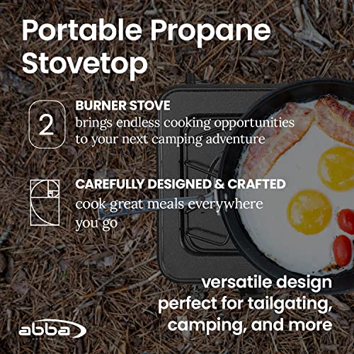 ABBA Double Burner Portable Propane StoveTop - Lightweight Alloy Steel - ABBA Double Burner Portable Propane StoveTop - Lightweight Alloy Steel - Travelking