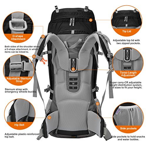 MOUNTAINTOP 80L Internal Frame Hiking Backpack for Men & Women - MOUNTAINTOP 80L Internal Frame Hiking Backpack for Men & Women - Travelking