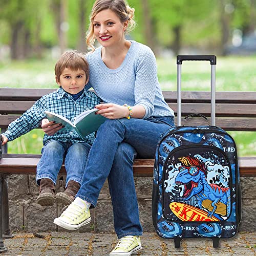 Kids Luggage, Boys Dinosaur Rolling Travel Carry on Suitcase With Wheels - Kids Luggage, Boys Dinosaur Rolling Travel Carry on Suitcase With Wheels - Travelking