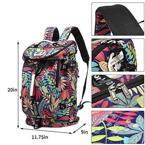 Floral Duffel Bag Backpack with Shoes Compartment for travel - Floral Duffel Bag Backpack with Shoes Compartment for travel - Travelking