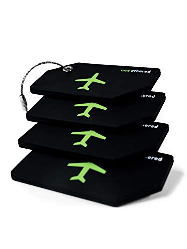 Untethered Luggage Tag Set | 4 Pack Flexible & Bright Silicone - Untethered Luggage Tag Set | 4 Pack Flexible & Bright Silicone - Travelking