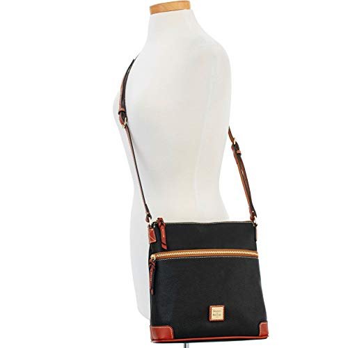 Dooney & Bourke Pebble Leather Crossbody Black W/Tan Trim One Size - Dooney & Bourke Pebble Leather Crossbody Black W/Tan Trim One Size - Travelking