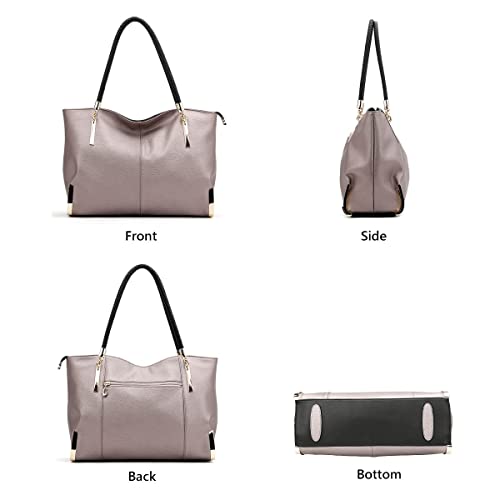 FOXER Large Leather Tote Handbags for Women, Split Cowhide, Rose Gold - FOXER Large Leather Tote Handbags for Women, Split Cowhide, Rose Gold - Travelking