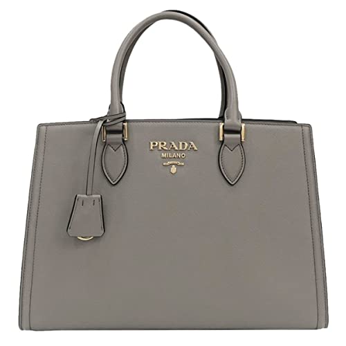 Prada Argilla Gray Saffiano Lux Leather Large Satchel Handbag - Prada Argilla Gray Saffiano Lux Leather Large Satchel Handbag - Travelking