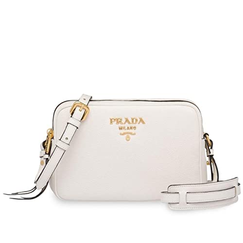 Prada Women's White Vitello Phenix Leather Crossbody HandBag - Prada Women's White Vitello Phenix Leather Crossbody HandBag - Travelking