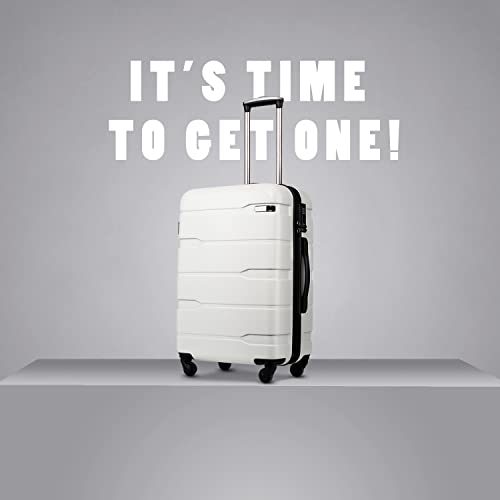 Coolife Luggage Expandable 3 Piece Sets PC+ABS Spinner Suitcase-White - Coolife Luggage Expandable 3 Piece Sets PC+ABS Spinner Suitcase-White - Travelking