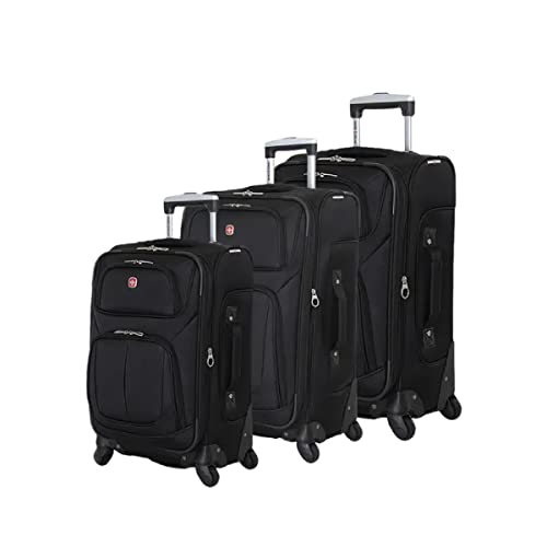 SwissGear Sion Softside Luggage with Spinner Wheels, Black, 3 Piece - SwissGear Sion Softside Luggage with Spinner Wheels, Black, 3 Piece - Travelking