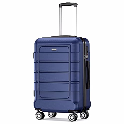 SHOWKOO Carry-On Luggage PC+ABS Durable Hardside Suitcase with Spinner Wheels TSA LOCK, 20-Inch, Blue - SHOWKOO Carry-On Luggage PC+ABS Durable Hardside Suitcase with Spinner Wheels TSA LOCK, 20-Inch, Blue - Travelking