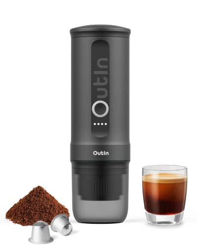 Outin Nano Portable Electric Espresso Machine with 3-4 Min Self-Heating, 20 Bar Mini Small 12V 24V Car Coffee Maker, Compatible with NS Capsule & Ground Coffee for Camping, Travel, RV, Hiking, Office - Outin Nano Portable Electric Espresso Machine with 3-4 Min Self-Heating, 20 Bar Mini Small 12V 24V Car Coffee Maker, Compatible with NS Capsule & Ground Coffee for Camping, Travel, RV, Hiking, Office - Travelking