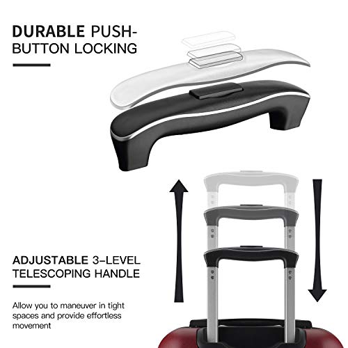 SHOWKOO 3 Piece Expandable Luggage Set  with TSA Lock - Red Wine - SHOWKOO 3 Piece Expandable Luggage Set  with TSA Lock - Red Wine - Travelking