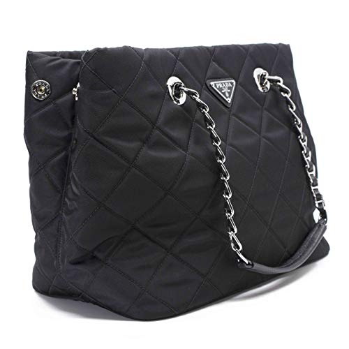 Prada Midnight Black Quilted Tessuto Chain Designer Shoulder Tote - Prada Midnight Black Quilted Tessuto Chain Designer Shoulder Tote - Travelking
