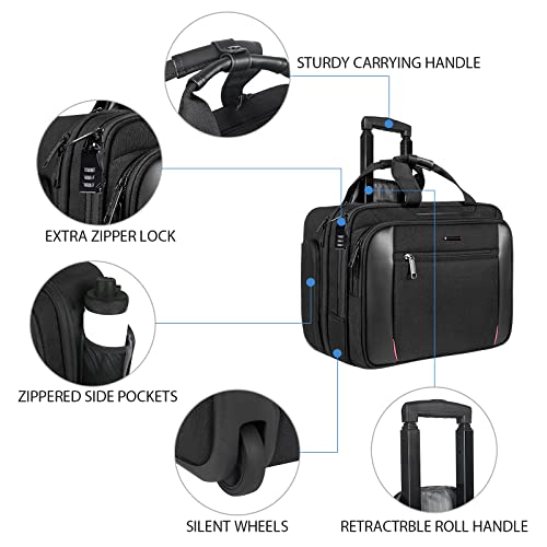 EMPSIGN Rolling Laptop Bag, 17.3 inch Computer Bag for Men-Black - EMPSIGN Rolling Laptop Bag, 17.3 inch Computer Bag for Men-Black - Travelking