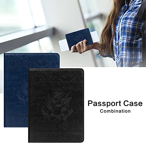 Unaone 2 Pack Passport Holder with Vaccine Card Slot, PU Leather - Unaone 2 Pack Passport Holder with Vaccine Card Slot, PU Leather - Travelking