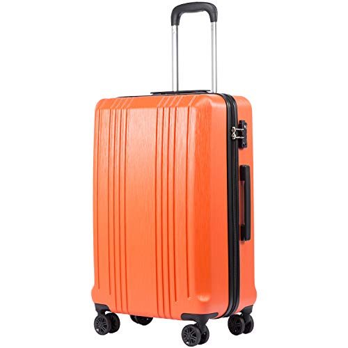 Coolife Luggage Suitcase PC+ABS with TSA Lock - Orange - Coolife Luggage Suitcase PC+ABS with TSA Lock - Orange - Travelking