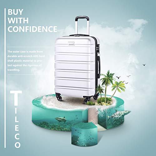 COOLIFE 3 Piece Luggage Set - Hardshell Lightweight With TSA Lock - White - COOLIFE 3 Piece Luggage Set - Hardshell Lightweight With TSA Lock - White - Travelking