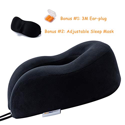 Neck Pillow Travel Pillow, Best Memory Travel Neck Pillow for Airplane  Sleeping Travel Pillows with Storage Bag, Sleep Mask and Earplugs-Prevent  (Black) 