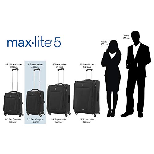 Travelpro Maxlite 5 Softside Expandable Spinner Wheel Luggage, Black - Travelpro Maxlite 5 Softside Expandable Spinner Wheel Luggage, Black - Travelking