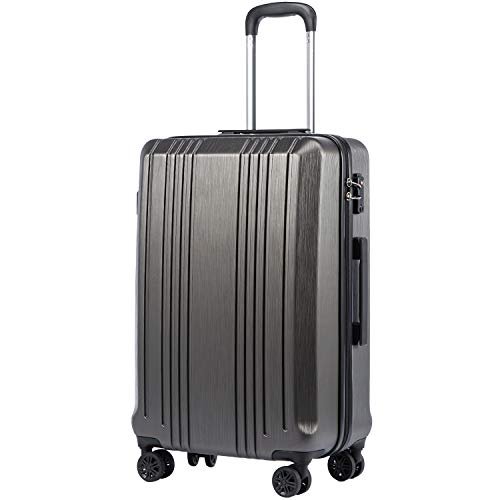 Coolife Luggage Suitcase PC+ABS with TSA Lock - Carry On - Grey - Coolife Luggage Suitcase PC+ABS with TSA Lock - Carry On - Grey - Travelking