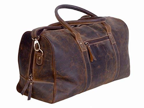 KomalC Leather Travel Duffle Bag Full Grain Leather Overnight - KomalC Leather Travel Duffle Bag Full Grain Leather Overnight - Travelking