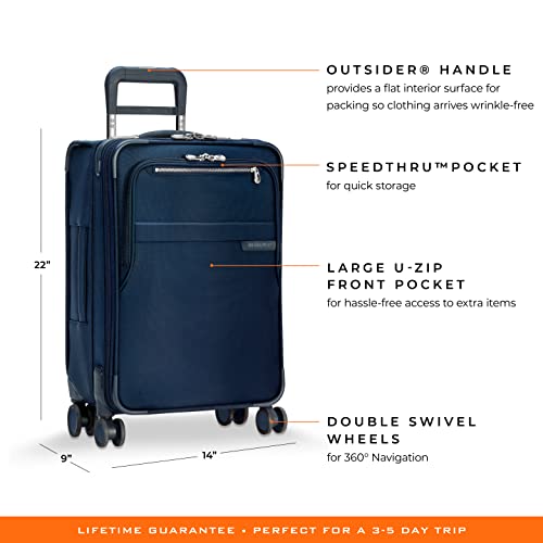 Briggs & Riley Baseline 22 inch Softside Carry On Luggage-Navy - Briggs & Riley Baseline 22 inch Softside Carry On Luggage-Navy - Travelking