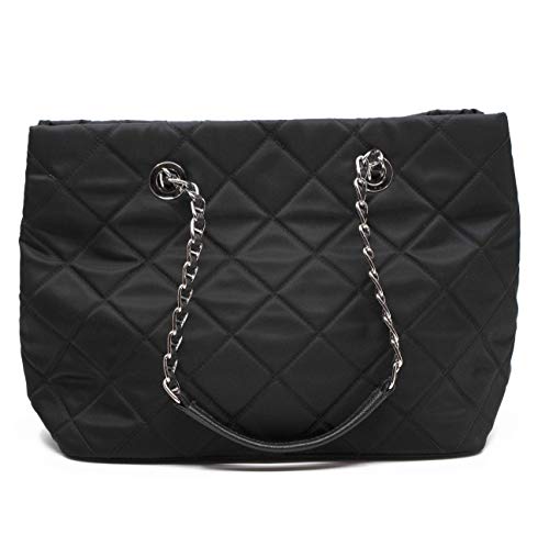 Prada Midnight Black Quilted Tessuto Chain Designer Shoulder Tote - Prada Midnight Black Quilted Tessuto Chain Designer Shoulder Tote - Travelking