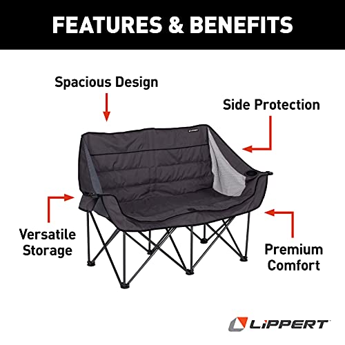 Lippert Folding Padded loveseat for Camping with Carry Bag - Lippert Folding Padded loveseat for Camping with Carry Bag - Travelking