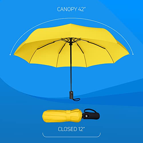 Rain-Mate Compact Travel Umbrella - Auto Open and Close - Yellow - Rain-Mate Compact Travel Umbrella - Auto Open and Close - Yellow - Travelking
